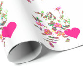  roze rozen en harten cadeaupapier (Rol Hoek)