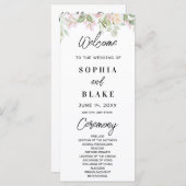 Roze rozen en het Groene Groenery Wedding Programm (Voorkant / Achterkant)