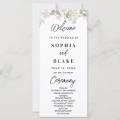 Roze rozen en het Groene Groenery Wedding Programm (Voorkant)