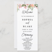 Roze rozen en het Groene Groenery Wedding Programm (Voorkant)