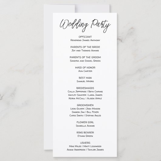 Roze rozen en het Groene Groenery Wedding Programm (Achterkant)