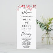 Roze rozen en het Groene Groenery Wedding Programm (Staand voorkant)