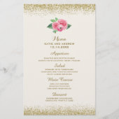  roze rozen en het menu Glitter Wedding (Voorkant)