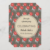 Roze rozen en het ontwerp van de soundstooth Party Kaart (Voorkant / Achterkant)