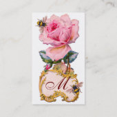 ROZE ROZEN EN HONINGBIJENHOUDER MONOGRAM VISITEKAARTJE (Achterkant)