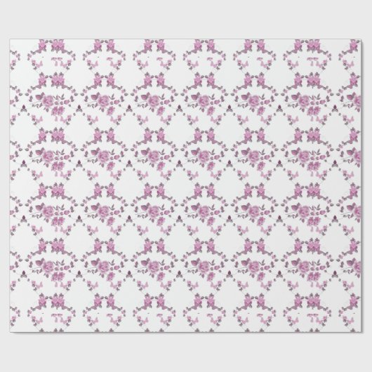 Roze rozen en jus cadeaupapier (Vlak)