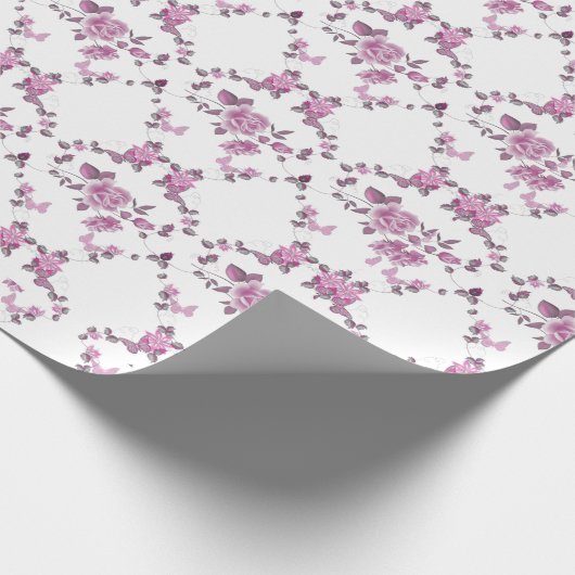 Roze rozen en jus cadeaupapier (Hoek)