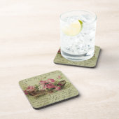 roze rozen en kat bier onderzetter (Rechterzijde)