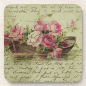  roze rozen en kat bier onderzetter (Voorkant)