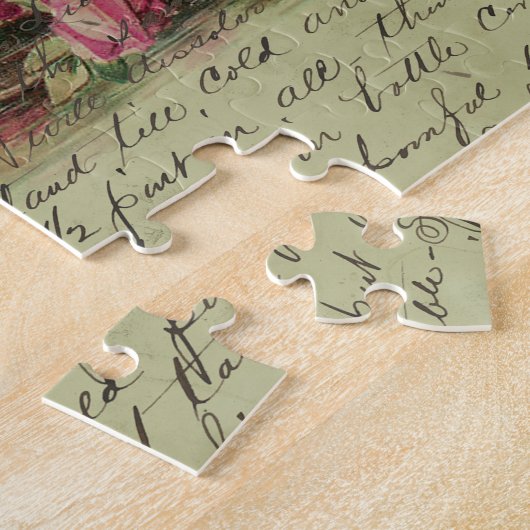 roze rozen en kat legpuzzel (Zijkant)