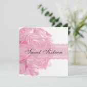 Roze rozen en Lace Sweet Sixteen Birthday Party Kaart (Staand voorkant)