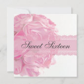 Roze rozen en Lace Sweet Sixteen Birthday Party Kaart (Voorkant)