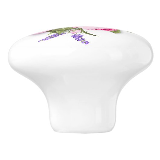 Roze rozen en lavender Ceramic Knob Keramische Knop (Zijkant)