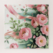 Roze Rozen en Lint Legpuzzel (Horizontaal)