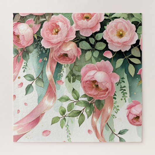 Roze Rozen en Lint Legpuzzel (Verticaal)