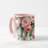Roze Rozen en Lint Mok (Voorkant links)