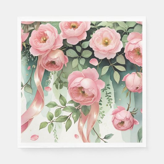Roze Rozen en Lint Servet (Voorkant)
