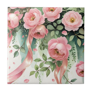 Roze Rozen en Lint Tegeltje