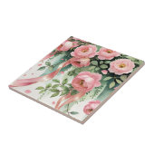 Roze Rozen en Lint Tegeltje (Zijkant)