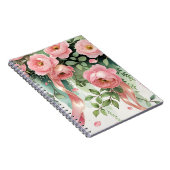 Roze rozen en linten notitieboek (Rechterzijde)