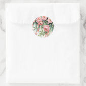 Roze rozen en linten ronde sticker (Tas)