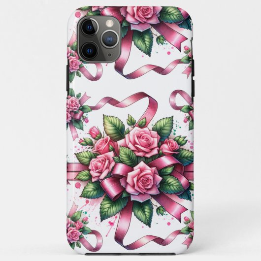 Roze rozen en linten telefoonhoesje Case-Mate iPhone case (Achterkant)