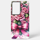 Roze rozen en linten: telefoonhoesje samsung galaxy hoesje (Achterkant)