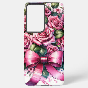 Roze rozen en linten: telefoonhoesje samsung galaxy hoesje