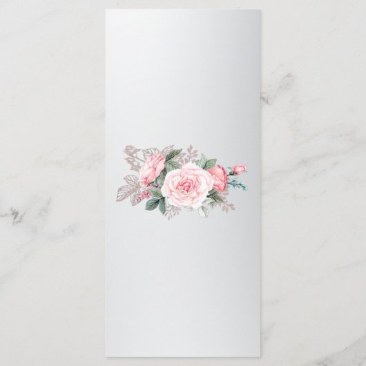 Roze rozen en Luxe Silver Wedding Menu (Achterkant)