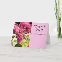 Roze rozen en madeliefjes bedankt