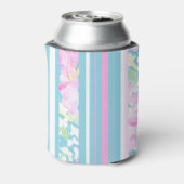 Roze rozen en matchende stripes Koelbox Blikjeskoeler (Blikje Achterkant)