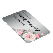 Roze rozen en metaalzilver Save the Date Magneet (Rechterzijde)