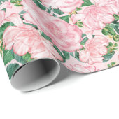 Roze Rozen en Monstera bladeren Bloemen Cadeaupapier (Rol Hoek)