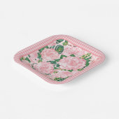 Roze Rozen en Monstera Elegant 7in Zomerfeest Papieren Bordje (Gebogen)