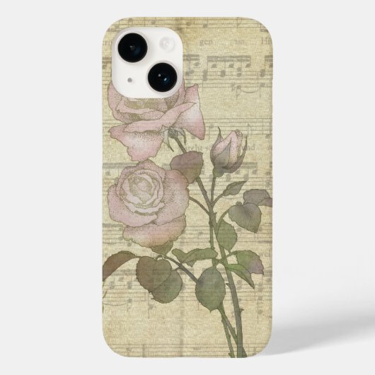 roze rozen en muziekscore Case-Mate iPhone case (Achterkant)