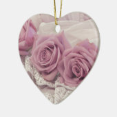 Roze rozen en nog steeds levende kalveren keramisch ornament (Links)