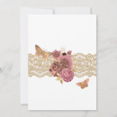 Roze rozen en paling Gold Butterfly Quinceañera Kaart (Achterkant)