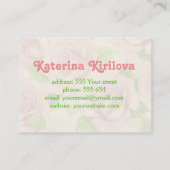 Roze rozen en palmbladeren visitekaartje (Achterkant)