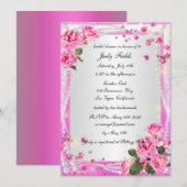 Roze rozen en parelhoenders kaart (Voorkant / Achterkant)