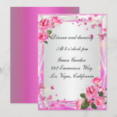 Roze rozen en parelhoenders Kaart (Voorkant / Achterkant)