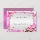 Roze rozen en parellen voor tafelgebruik kaart (Voorkant / Achterkant)
