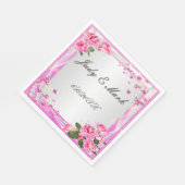 Roze rozen en parelpapierluiers servet (Hoek)