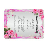Roze rozen en parels bewaren de datum magneet (Horizontaal)