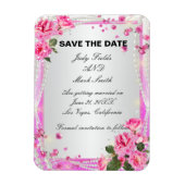 Roze rozen en parels bewaren de datum magneet (Verticaal)