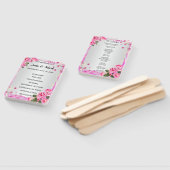 Roze rozen en parels bruiloft programma handwaaier (Niet-gemonteerd)