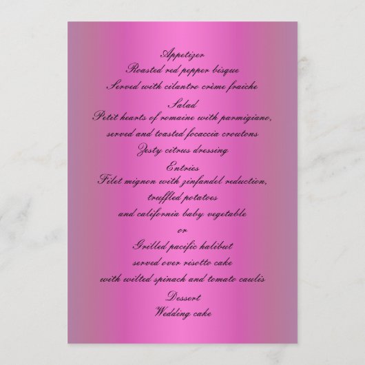 Roze Rozen En Parels Bruiloftsmenu Kaart (Achterkant)