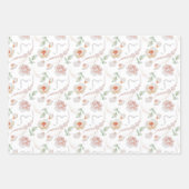 Roze Rozen en Parels Bruiloftswaterverf Inpakpapier Vel (Voorkant 3)