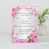 Roze Rozen En Parels Reactiekaart Kaart (Staand voorkant)
