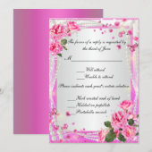 Roze Rozen En Parels Reactiekaart Kaart (Voorkant / Achterkant)