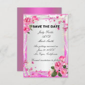 Roze Rozen En Parels Save The Date Kaart (Voorkant / Achterkant)